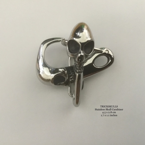 Skull Clip Carabiner Keychain Wallet Stainless Chain Hook & DIY Split Ring Kit - Picture 5 of 7